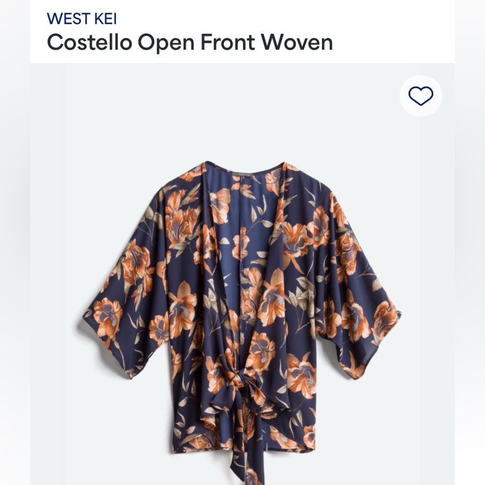 West Kei Navy Floral Open Front Top